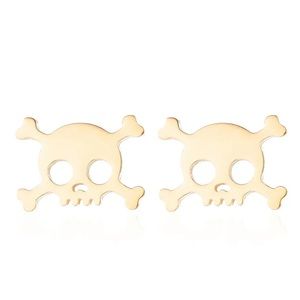 GOLD Skull Stainless Steel Stud Earrings with Gift Bag